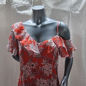 Vince Camuto Scarlet Floral Asymmetrical Dress NWT Womens Size 10‎